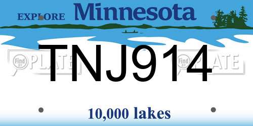 TNJ914 Minnesota License Plate
