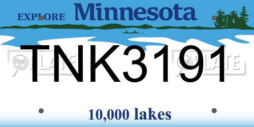 TNK3191 Minnesota License Plate