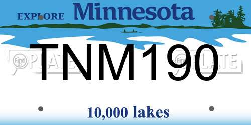 TNM190 Minnesota License Plate