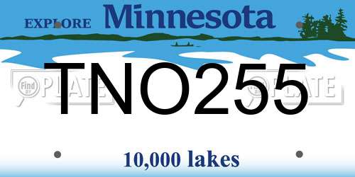 TNO255 Minnesota License Plate