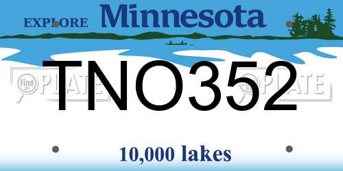 TNO352 Minnesota License Plate