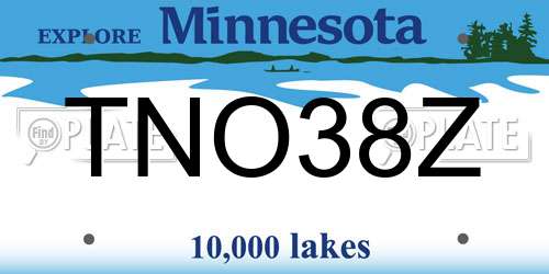 TNO38Z Minnesota License Plate