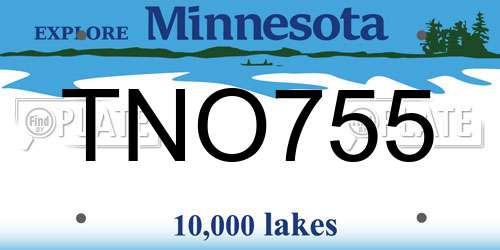 TNO755 Minnesota License Plate