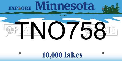 TNO758 Minnesota License Plate