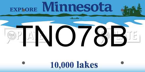 TNO78B Minnesota License Plate