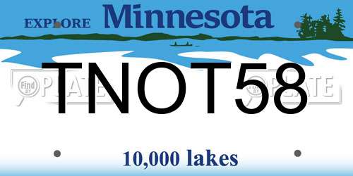 TNOT58 Minnesota License Plate