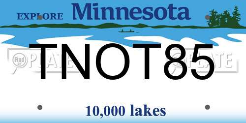TNOT85 Minnesota License Plate