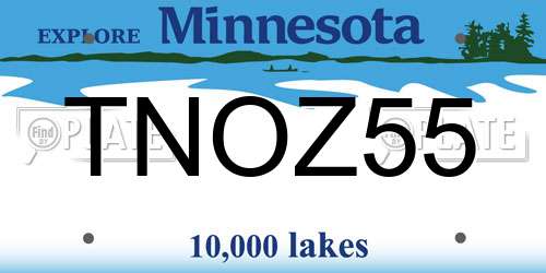 TNOZ55 Minnesota License Plate