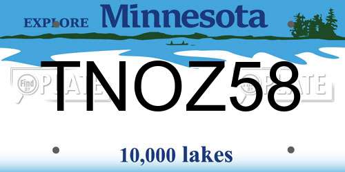TNOZ58 Minnesota License Plate