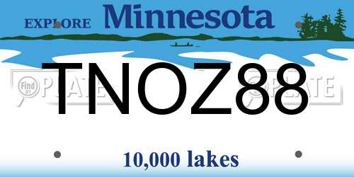 TNOZ88 Minnesota License Plate