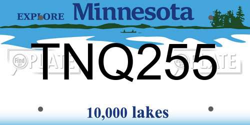TNQ255 Minnesota License Plate