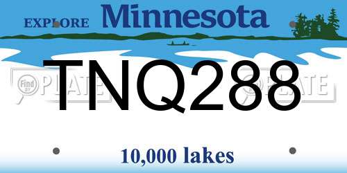 TNQ288 Minnesota License Plate