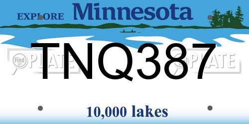 TNQ387 Minnesota License Plate