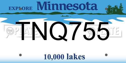 TNQ755 Minnesota License Plate