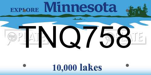 TNQ758 Minnesota License Plate