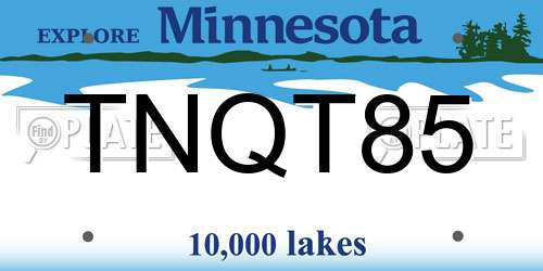 TNQT85 Minnesota License Plate