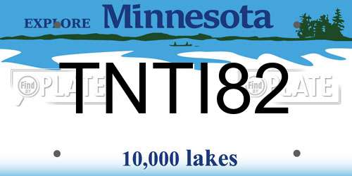 TNTI82 Minnesota License Plate