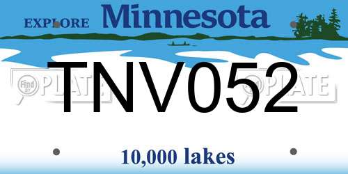 TNV052 Minnesota License Plate
