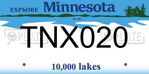 TNX020 Minnesota License Plate