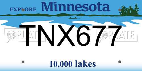 TNX677 Minnesota License Plate