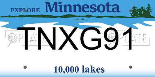 TNXG91 Minnesota License Plate