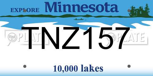 TNZ157 Minnesota License Plate