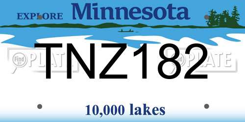 TNZ182 Minnesota License Plate