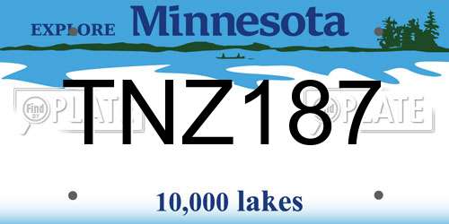 TNZ187 Minnesota License Plate