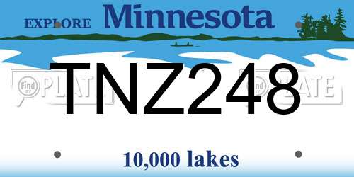 TNZ248 Minnesota License Plate