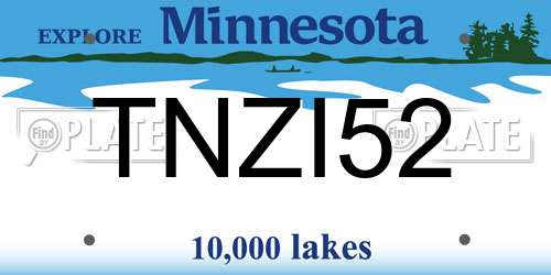 TNZI52 Minnesota License Plate
