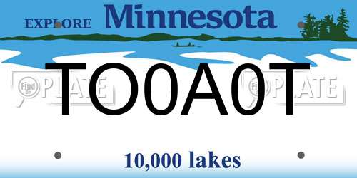 TO0A0T Minnesota License Plate