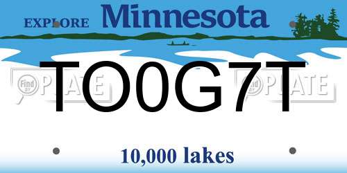 TO0G7T Minnesota License Plate