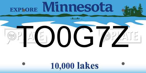 TO0G7Z Minnesota License Plate
