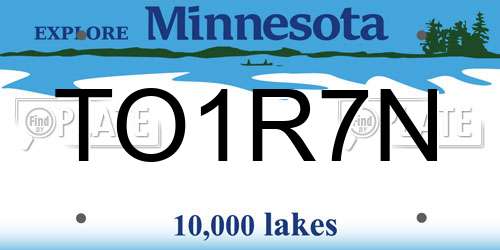 TO1R7N Minnesota License Plate