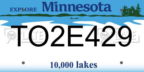 TO2E429 Minnesota License Plate