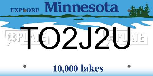 TO2J2U Minnesota License Plate