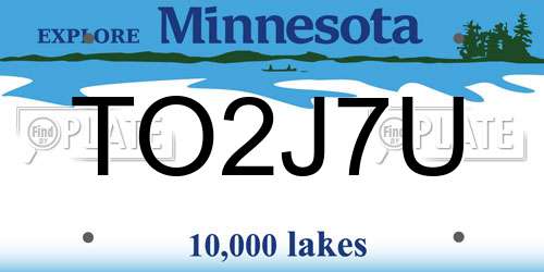 TO2J7U Minnesota License Plate