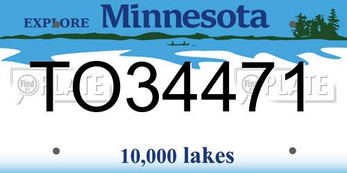 TO34471 Minnesota License Plate