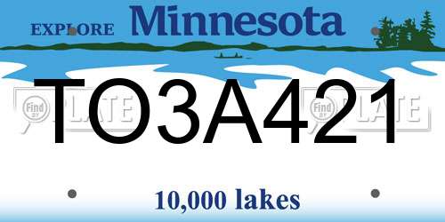 TO3A421 Minnesota License Plate