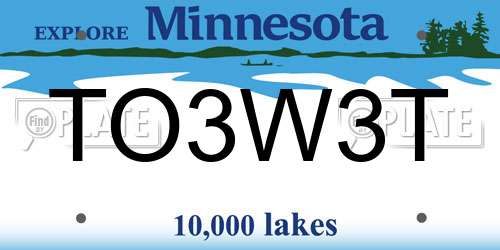 TO3W3T Minnesota License Plate