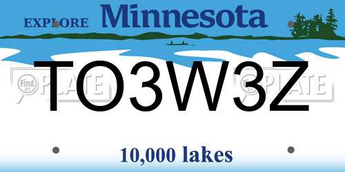 TO3W3Z Minnesota License Plate