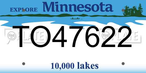 TO47622 Minnesota License Plate