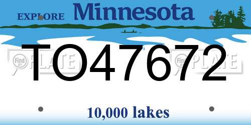 TO47672 Minnesota License Plate