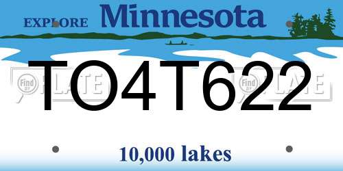 TO4T622 Minnesota License Plate