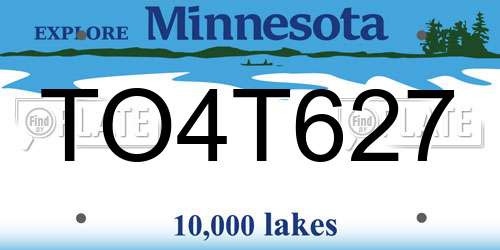 TO4T627 Minnesota License Plate
