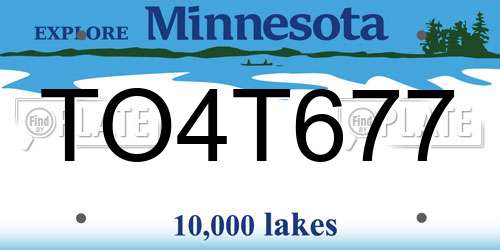 TO4T677 Minnesota License Plate