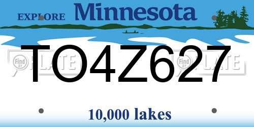TO4Z627 Minnesota License Plate