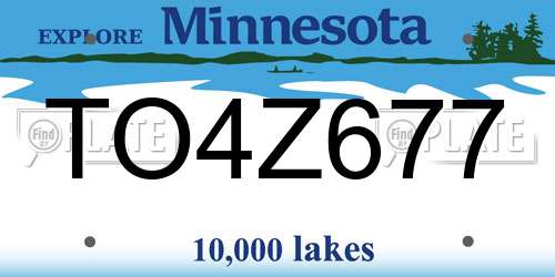 TO4Z677 Minnesota License Plate