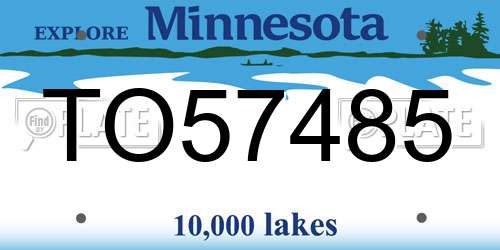 TO57485 Minnesota License Plate