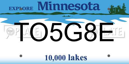 TO5G8E Minnesota License Plate